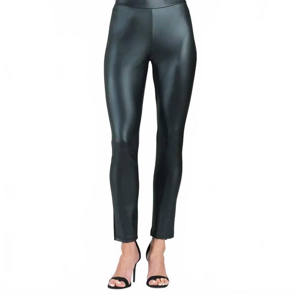 NEW CLARA SUNWOO liquid leather sheen signature leggings in black - Picture 1 of 3